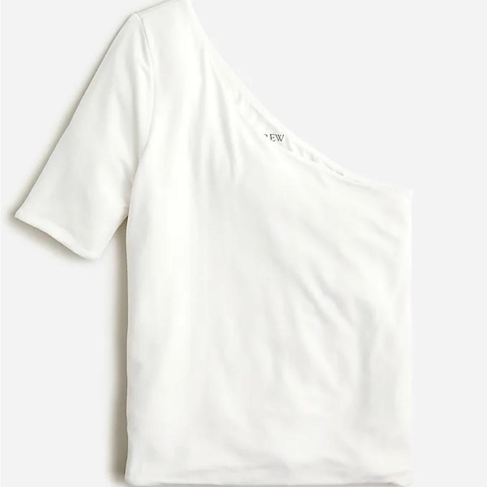 J. Crew NWT FormKnit One-Shoulder Elbow-Sleeve T-shirt White